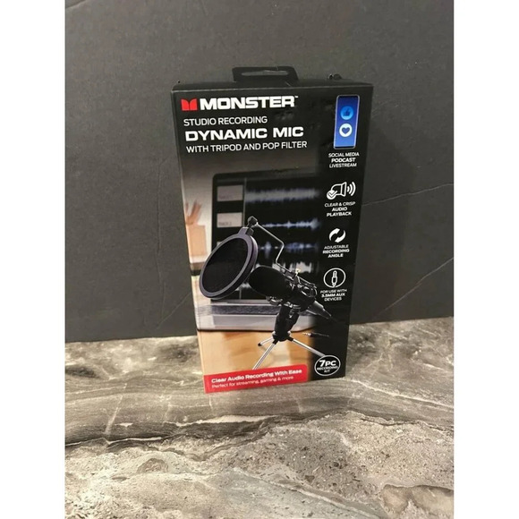 new‎ sealed monster studio mic with tripod and pop filter​ - Picture 1 of 3